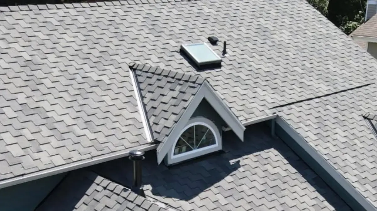 Residential roof storm damage restoration — after